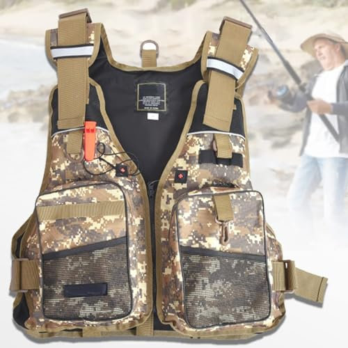 Giubbotto da Pesca Salvagente in Neoprene, Giubbotto di Sicurezza per Pesca ad Pesca Regolabile, Giubbotto per Pesca in Barca da Pesca in Barca per Adulti per Snorkeling Kayak(YellowCamouflage)