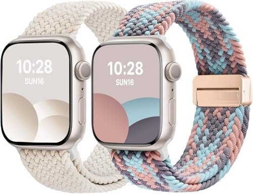 Fullmosa 2Pcs Correas Nylon Magnético Para Apple Watch | 2Pcs Upgraded Correas Nylon Con Cierre Magnético para iWatch Ultra Se 3/2 Series 11 10 9 8 7 6 5 4 3 2 1 Para Hombre Mujer