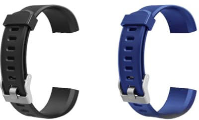 ID115 Plus Replacement Bands 2-Pack, 20mm Silicone Watch Strap Compatible with ID115Plus HR Fitness Tracker, Adjustable Sport Wristbands, Black
