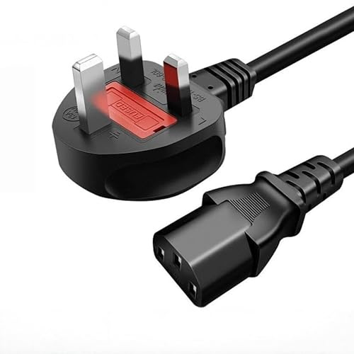 UK 3 Pin Kettle Lead Power Cable IEC C13 to BS1363 Plug 1.5M 5FT 6FT AC Mains Power Cord 13A 250V for PC Computer Monitor TV Printer Laptop Power Supply Black (1, 3M)