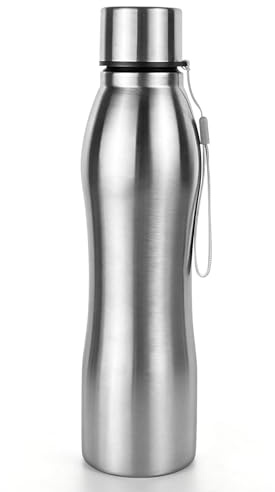 ICEBLUEOR 1000ml Water Bottle Stainless Steel, Leak Proof Portable Non Insulated Single Wall Metal Water Bottle with Carry Handle, Ideal For School Office Gym Travel & Sports Travel Essentials