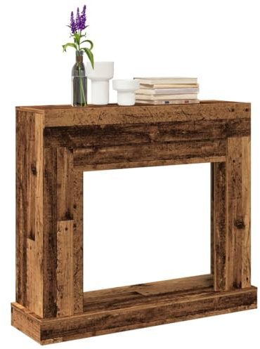 Runheo Cornice per caminetto effetto legno anticato, 100 x 30 x 87,5 cm, per caminetto con ripiano, compatibile con caminetti a LED, accessori decorativi per il camino per soggiorno e casa