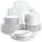 VEWEET AVIVA 48pcs Service de Table Pocelaine 12pcs Assiettes Plates 24,7cm, 12pcs Assiette Creuse 21,5cm, 12pcs Assiette à Dessert 19cm, 12pcs Bols à Céréales 17cm Vaisselles pour 12 Personnes