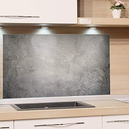 Spritzschutz Glas Granit Grau Marmor, Glasbild als Küchenrückwand Glas - Küchenspiegel - Wandschutz Küche Herd Glasrückwand für Küche, 60x60cm