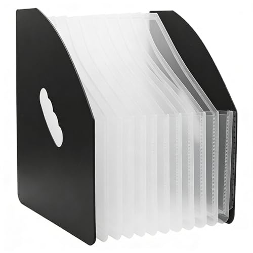 KXF Expanding File Folder 13 Pockets Plastic A4 Concertina Expandable File Organiser Desk Filing Storage Box Self-Standing Portable Accordion Filing Holder Home Office Documents Portfolio Folders