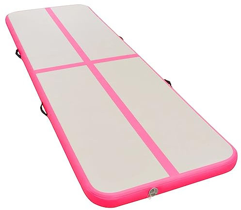 vidaXL Gymnastikmatte mit Luftpumpe Turnmatte Tumbling Matte Tranningsmatte Fitnessmatte Zuhause Outdoor Yoga 3 m PVC Rosa Aufblasbar Tragbar