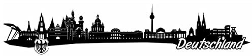 Samunshi® Deutschland Skyline Wandtattoo Sticker Aufkleber Wandaufkleber City Gedruckt Deutschland 120x26cm schwarz