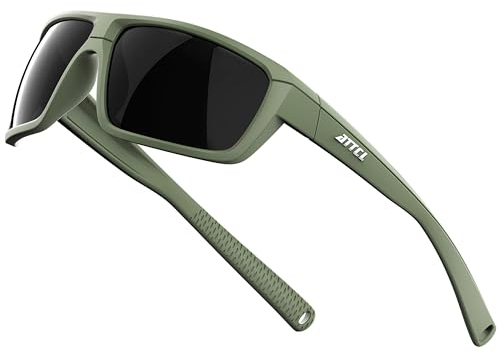 ATTCL Polarised Mens Sunglasses Sports Fishing Driving Sun Glasses Polarized UV Protection Ultra-light TR90 Goggles5001 Green+frame