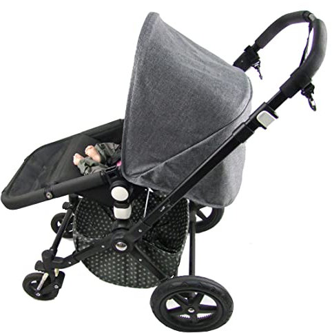 BAMBINIWELT Zubehör kompatibel mit BUGABOO Cameleon Sonnenverdeck Gurtpolster Lenkertasche für Kinderwagen Buggy (Sonnenverdeck meliert dunkelgrau)