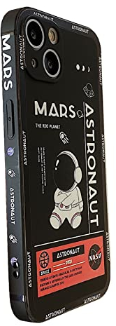 Yonds Queen Compatible with iPhone 13 mini Cute Case, Cool Cartoon Astronaut Space Rocket Design Stylish Bumper Soft TPU Rubber Protective Anti-Slip Shockproof Case(iPhone 13 mini, Black)