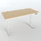 VESKA Höhenverstellbarer Schreibtisch (140 x 70 cm) - Sitz- & Stehpult - Bürotisch Elektrisch Höhenverstellbar mit Touchscreen & Stahlfüßen (Weiß/Bambus)