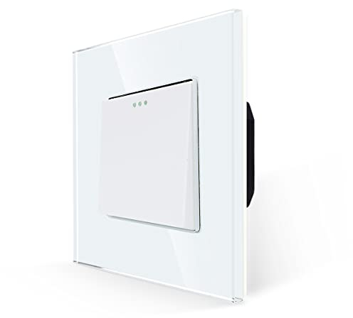 JIMEIDA Kipplichtschalter 1 Fach 2 Weg Glas Lichtschalter Weiß Unterputz Taste Schalter Wandschalter Kristall Kippschalter 10 Amp,250 V