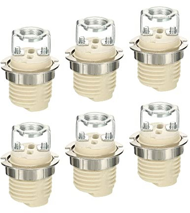PATIKIL G9 Lumière Base Prise Trousse, 6 Paquet Céramique Lampe Support Base avec Prise Anneau Déménagement Outil, Blanc
