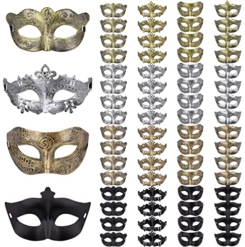 FEQO 64 Stück Maskerade Maske Venezianische Vintage Antike Masken Maskerade Maske Augenmaske Retro Maskerade Masken für Damen Herren Karnevals Halloween Party