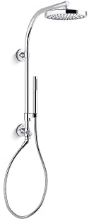KOHLER 76474-Y-CP HydroRail-R Shower Column Kit, 2.5 GPM, Two-Outlet, Adjustable Height & Angle, Easy Install, Polished Chrome