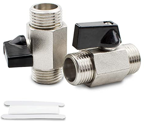 Bwintech 2 Stück 3/8 BSP Außengewinde x Außengewinde Messing vernickelt Mini-Kugelhahn Absperrhahn