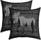 Rustikale Hirsch Kissenbezüge 40x40cm 2er Set Kissenbezüge Weich Kinder Bauernhaus Hirsch Jagd Sofakissen Couchkissen Geweih Kissenbezug Kissenhülle Western Bauernhaus Schwarz Grau Dekokissens