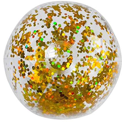 60cm Aufblasbare Wasserbälle Glitzer Aufblasbarer Ball Transparenter PVC Pailletten Glitzer Wasserbälle Konfetti Strandball Sommer Schwimmball Spielbälle Pool Ball Schwimmfähig Wasserspielzeug