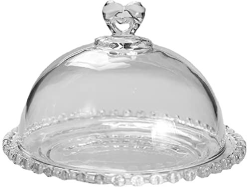 Bandeja de frutas de vidrio para tartas con soporte para tartas de cúpula con cubierta de campana de campana, plato de servir para mesa, fiesta, entretenimiento, bandeja de vidrio