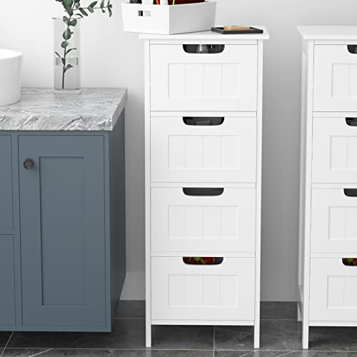 Home Badezimmer Schlafzimmer 4 Schubladenschrank, Kommode, Bodenschrank, Nachttisch, Modern Style Platzsparende Aufbewahrungseinheit mit 4 Schubladen, Geeignet für Wohnzimmer, Küche, Flur, Garderobe
