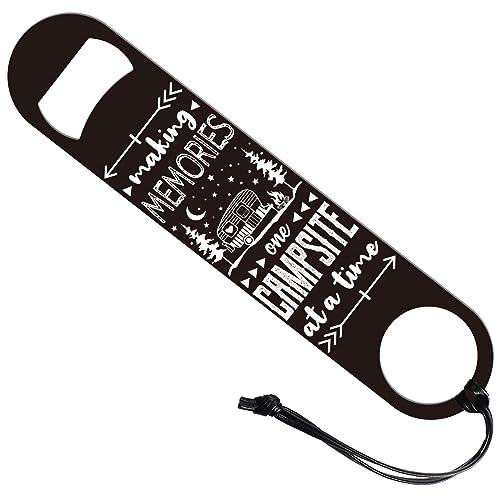 GLOBLELAND Camping Art Stainless Steel Bottle Opener with PU Leather Cord, Heavy Duty Bar Funny Bartender Opener for Home Kitchen Bar Restaurant, 7inch