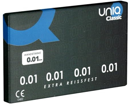 UNIQ Classic 0.01 - extrem dünne & latexfreie Kondome für Allergiker, absolut geruchlos & hypoallergen - auch mit ölhaltigen Gleitmitteln verwendbar, 1 x 3 Stück