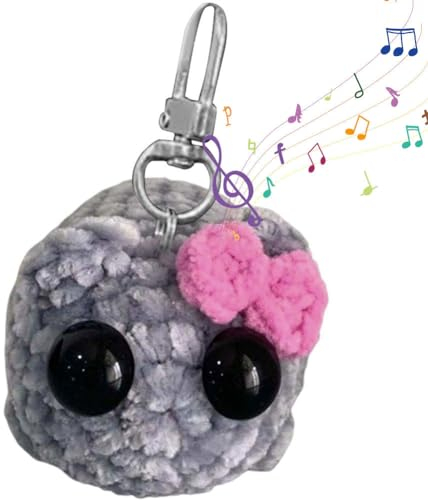 Starnearby Sad Hamster Meme mit Sound, Trauriger Hamster Schlüsselanhänger, Handgestrickte Sad Hamster Kuscheltier, Hamsti Schlüsselanhänger Süß Anti Stress Geschenk für Freund (Grau A)