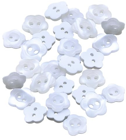 120 Stück Perlmutt knöpfe,Knöpfe zum annähen,Weiße pflaumenblütenknöpfe,Blumenknöpfe zum nähen für DIY handgefertigte näharbeiten(15mm)