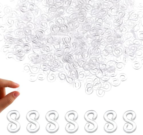 EYVRPAU 500 Stück Anschluss S Clips Loom Bänder Verschlüsse Bunte Rubber Loops Werkzeug Nachfüll S Clips Loops Armband Plastik Loops für den Anschluss von Loom Band Armbänder Schmuck Zubehör(Weiß)