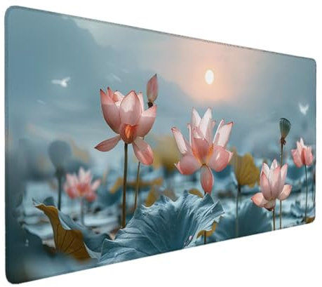 Gaming Mouse Pad Large Size (1000x500) Desk Mat, Washable Large Mouse Mat, Mousepad with Anti-Slip Rubber Base, Extended Mouse Pad for Office & Home Work Decor Gifts, XXL Mouse Pad (Pink, Lotus) Q-I