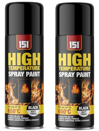 SuperGift.com 400ml High Temperature Spray Paint, Matt Black Finish, for Stoves, Furnaces, Chimneys, Ovens and Exhausts (2)
