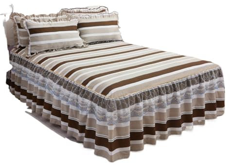 Bett-Rock Florale, elegante Bettröcke aus Schleifspitze, Bettüberwurf for Schlafzimmer, rutschfester Matratzenbezug, Rock, Tagesdecken, Bett, zweilagig, dekorierter Bezug Elastischer Staub-Rüschen Ruf