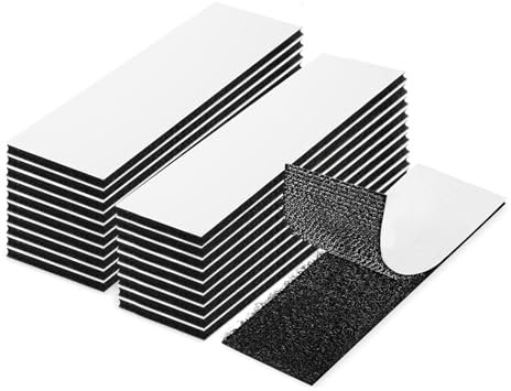 Admygo 20 Pièces Scratch Autocollant Double Face, 2 x 10cm scratch Autocollant, Noir Scratch Double Face scratch, Bande scratch Autocollant Réutilisable pour Mur,Sol,Métal,Plastique,Ménage,Bricolage