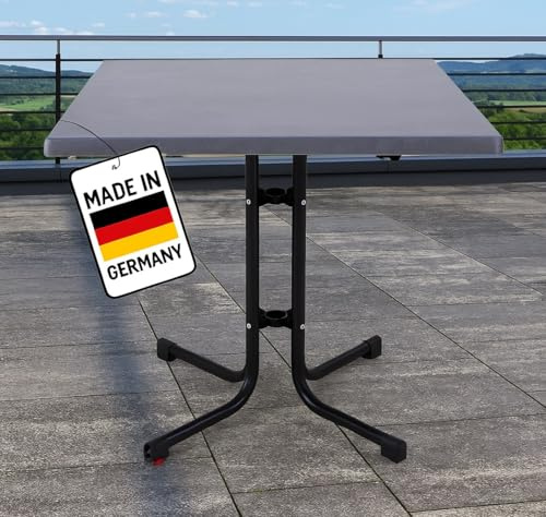 Gardissimo Boulevard Klapptisch Industrial 70 x 70 cm, Gartentisch, wetterfest, platzsparend klappbar, mit Niveauausgleich, anthrazit Schiefer-Optik