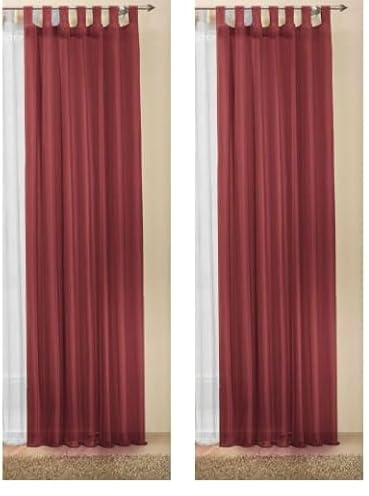Transparente einfarbige Gardine aus Voile, viele attraktive Farbe, 245x140, Bordeaux, 61000 (Packung mit 2)