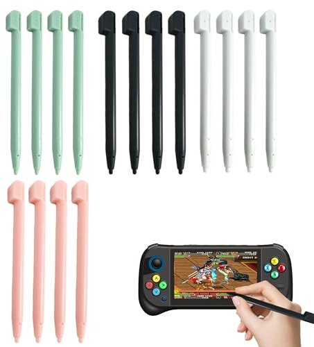 Lot de 16 stylets compatibles avec Nintendo DS, 4 couleurs | Ensemble de stylets de rechange pour Nintendo 3DS DSL XL/LL NDSL