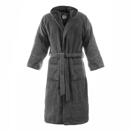 Bassetti time accappatoio spugna con cappuccio uomo donna da 360 gr/mq, Grigio, S