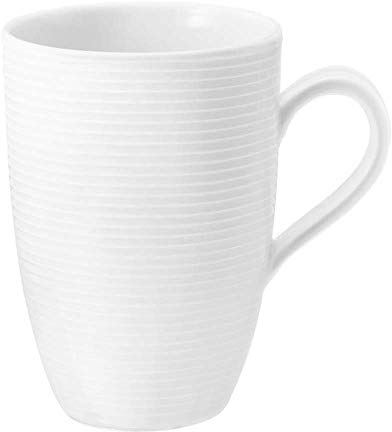 SELTMANN WEIDEN Maxi-Becher mit Henkel - 0,45 L - Durchmesser: 12,8 cm - Höhe: 12,5 - Beat - Form: Rund mit Rillenrelief - moderner Stil - Weiß