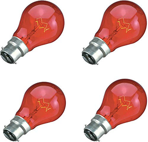 8 x 60W Red Fireglow Light Bulbs Bayonet BC B22 for flame Effect Electric Fires