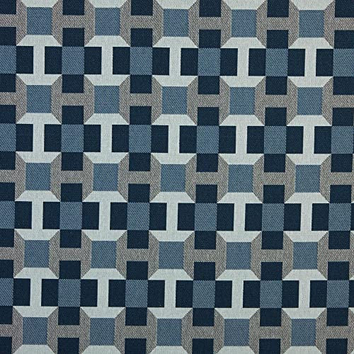 Kt KILOtela - Polsterstoff, Möbelstoff, Jacquard Gobelin, Dekostoff, Modische Accessoires, Tischdecke, Vorhang, Dekoartikel, 100 cm Länge x 280 cm Breite, Kariert, Blau - 1 Meter