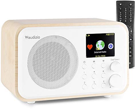 Internet radio met wifi en Bluetooth - Audizio Venice retro radio met wekkerradio en accu - Wit (102.218)