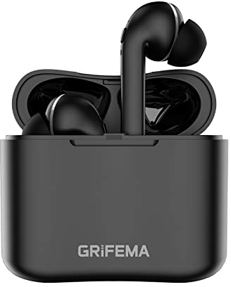 GRIFEMA Bluetooth 5.1 Kopfhörer Kabellos, In Ear mit Noise Cancelling, 40 std Spielzeit, Wasserdicht Touch Sensoren Eingebautes Mikrofon, Ladebox Schnellladung, Schwarz, G-TWS1B, Einheitsgröße