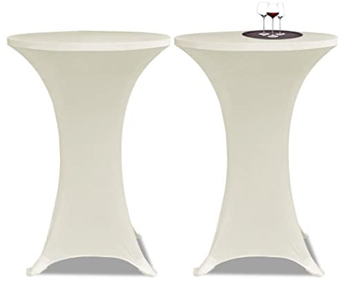 MOONAIRY 2 x Tischhusse für Stehtisch Stretchhusse, Stehtisch Hussen, Stehtischhussen, Husse Für Stehtisch, Stretchhusse, Bistrotisch Hussen, Ø60 cm cremefarben