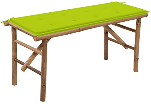 lvssiao Gartenbank Friesenbank, Parkbank, Klappbare Gartenbank mit Auflage 118 cm Bambus Deko Blumenbank Ideal für Garten und Stadt Grün