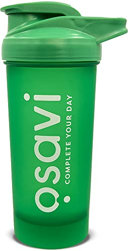 OSAVI Shaker, Green – 700 ml | Easy–to–Use with Measuring Cup & Metal Ball | Dishwasher Safe & BPA Free
