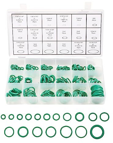 ESEWALAS Juego de arandelas de sellado de 270 piezas, juego surtido de juntas tóricas, kit de juntas tóricas de aire acondicionado para coche, juego surtido de juntas de sellado ORings, arandelas de