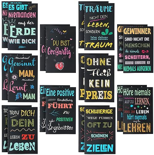 Winter Shore 20 Stk Inspirierende Notizblöcke mit Spruch- Kleine Notizbücher im Taschenbuch Format, Notizbuch Liniert, Notizbuch Geschenk, Bunter Einband & Motivierende Zitate - 12,5 x 8 cm