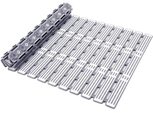 GUYUWE Tapis de Douche Antidérapant 68x40cm, Caillebotis Douche Salle de Bain Tapis Baignoire Antidérapant Accroche Fiable avec 162 Ventouses Tapis de Bain (68 x 40 cm Gris)