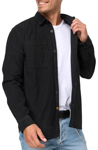 Indicode Herren Thyge Kordhemd Langarm aus 100% Baumwolle mit Kentkragen | Klassisches Cordhemd aus weicher Baumwolle, Outdoorhemd, Herrenhemd, Freizeithemd, Langarmhemd, Baumwollhemd für Männer