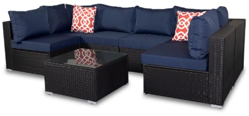 Mucola Polyrattan Lounge Ecksofa für 6 Personen Sitzgarnitur Essgruppe für Garten 7 TLG. Gartenmöbel mit Sofa, Tisch & Kissen Gartenset Sitzgruppe Terrassenmöbel